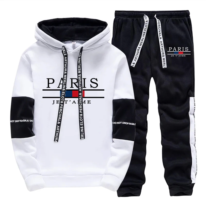 Winter Clothing - ホットセール メンズトラックスーツ プリントカジュアル フード付きスウェットシャツ アウトドアスポーツ ジョギングウェア