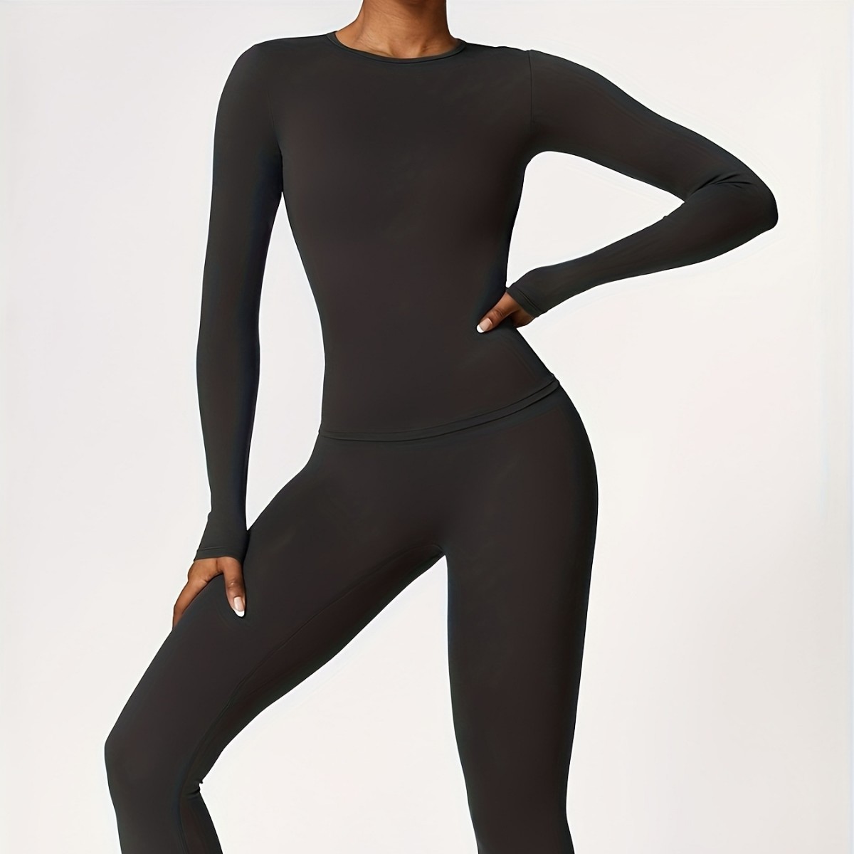 Winter Clothing - タイトフィットヨガスーツスリム長袖アウトドアランニングスポーツフィットネスウェア秋冬スポーツ女性用ピラティス