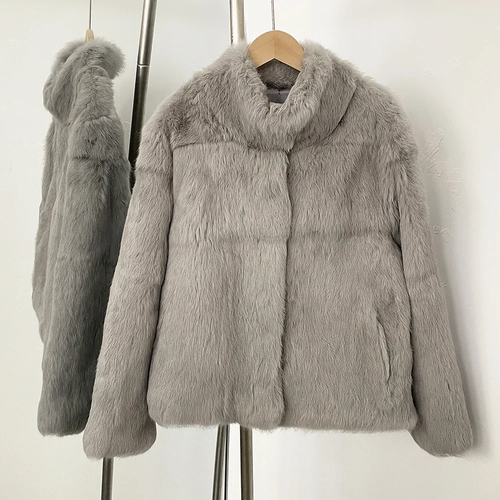 Winter Clothing Store - 2025年秋冬新作 レディース ナチュラルラビットファーコート 冬用リアルファージャケット ボレロ 女性用アウターウェア