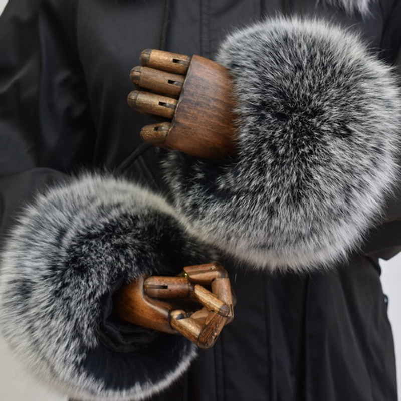 Winter Clothing Online - キツネの毛皮の袖口女性のための全体革スリーブサークル天然毛皮の袖女性のコートアームカフスジャケット毛皮の袖口ふわふわの毛皮の袖口