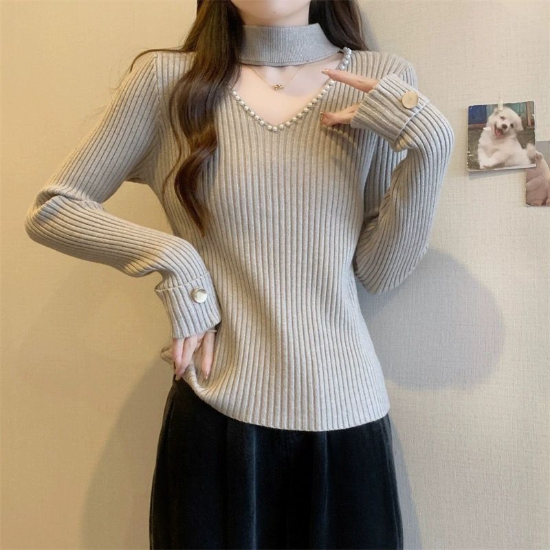 Winter Clothing Trends 2025 Women'S - 中空ニットセーター女性のためのビーズトレンド長袖若々しい服販売ファッション 2025 スリムフィット女性プルオーバー