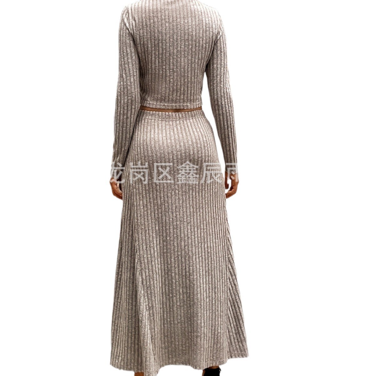 Winter Clothing - 冬のレディース服2点セット スリム長袖ニットトラックスーツ エレガントリブ編みボディコンセット ポリエステルスパンデックス オーバーサイズ