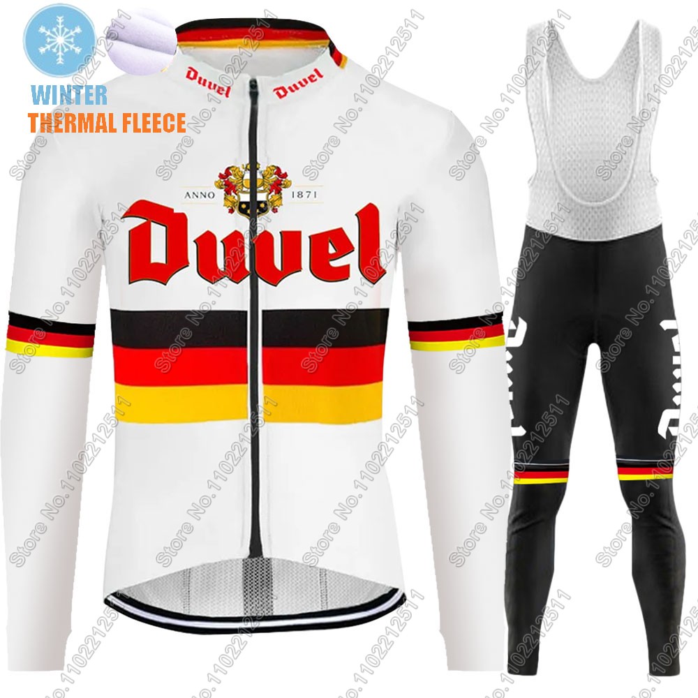 Winter Clothing Germany - デュベルサーマルフリース長袖サイクリングジャージーセット男性用、フリース服スーツ、マウンテンバイク、ロードパンツ、よだれかけ、冬、ドイツ、2024