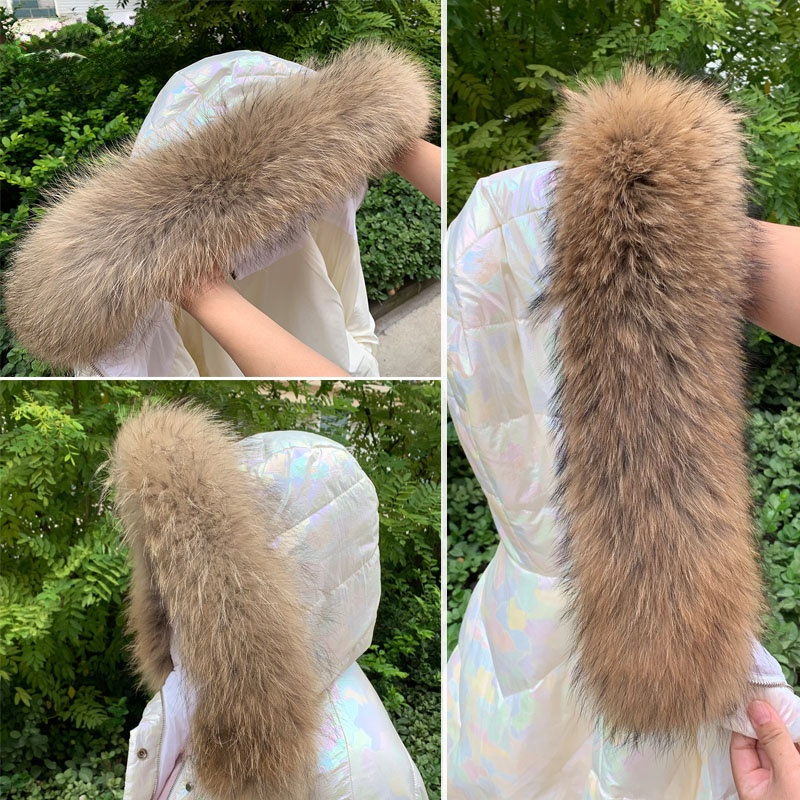 Winter Clothing Online - 女性用の本物の毛皮の襟,冬用の女性用コートパーカー,アライグマ,ジャケット用の豪華な毛皮の裏地,ボタン付き