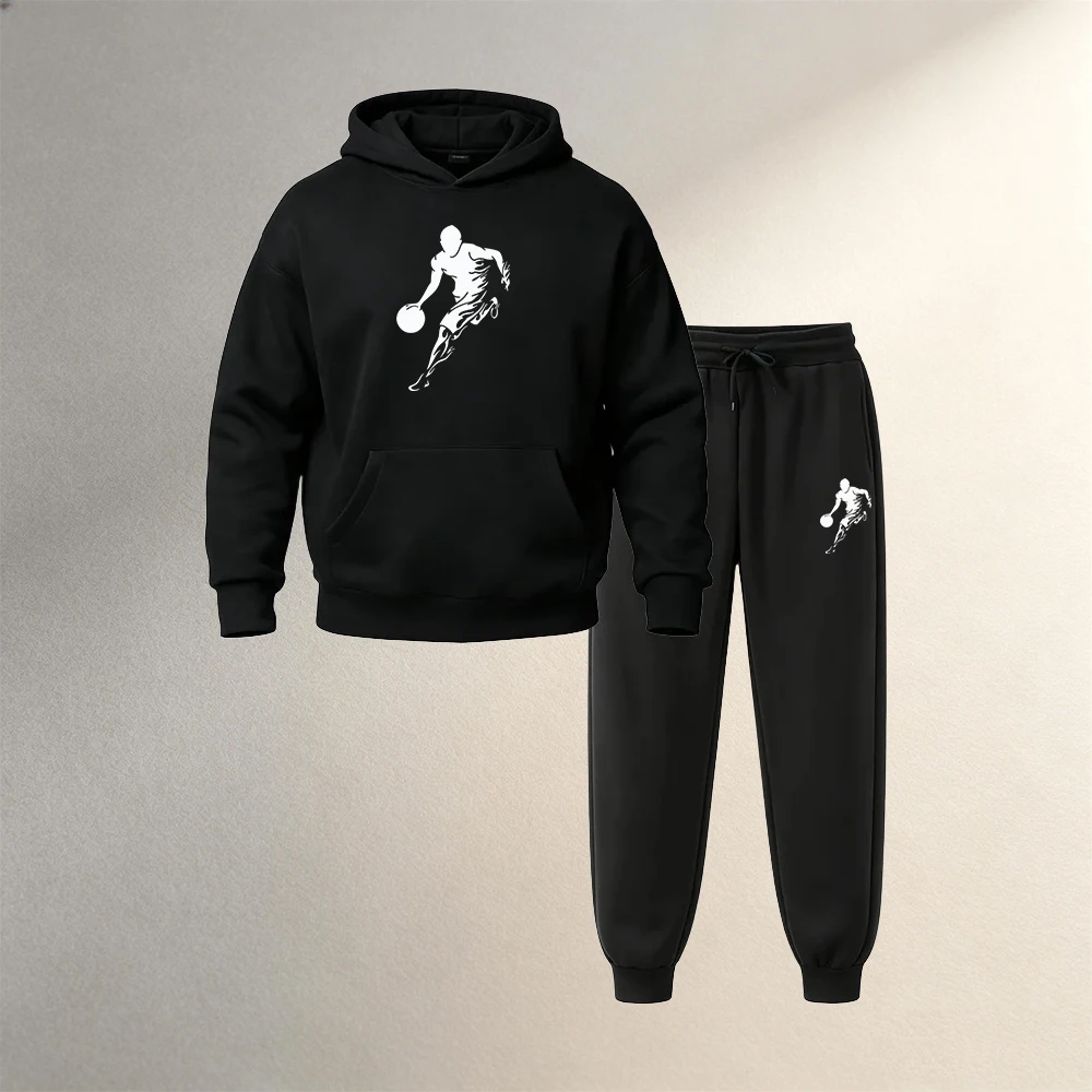 Warm Winter Clothing - メンズ服 プルオーバーフーディセット 2ピース 秋冬 スポーツカジュアル ファッション