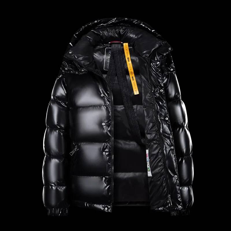 Winter Clothing Brand - 新しい冬用光沢ジャケット、メンズショート丈トレンドブランドフード付き厚手暖かいアウターウェア90%ホワイトダックダウン