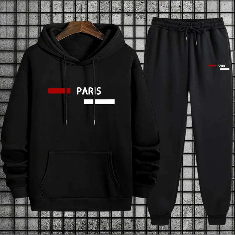 Winter Clothing - メンズトラックスーツ カジュアル フード付きスウェットシャツ アウトドア スポーツ ジョギングウェア