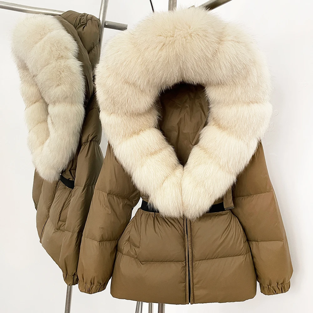 Winter Clothing Store - 90%ホワイトダックダウンコート レディース 冬服 パファージャケット 本物のフォックスファー付きフード付き レディース