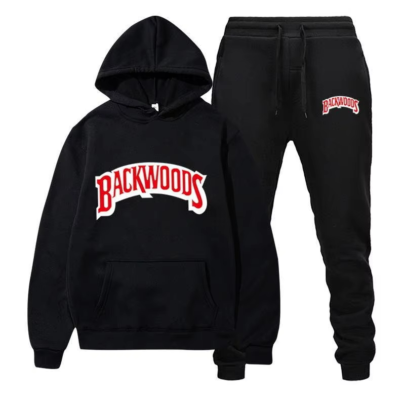 Winter Clothing Brand - 2026年冬用フーディセット メンズファッション フリース レッドフーディ ブラックブランドパンツ カジュアルジョガースーツ