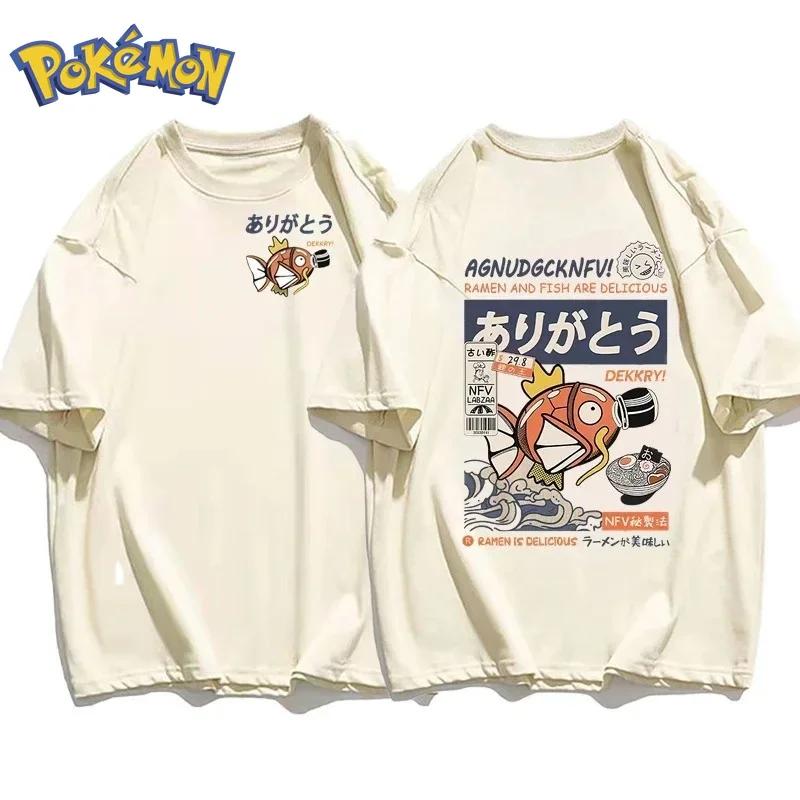 Winter Clothing Anime - ポケモンアニメコイキングプリントTシャツ2026秋冬新作原宿メンズレディース大きいサイズゆったりデイリー親子トップス