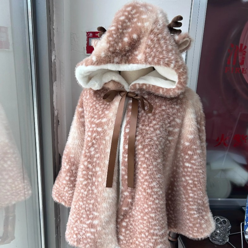 冬の女性用日本製ぬいぐるみ風キュートな鹿柄プリントクリスマス - Winter Clothing Online のレビューと価格