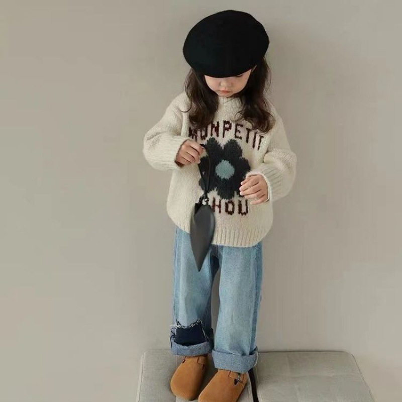 ソフトラウンドネック子供服店女の子のレターフラワープルオーバ - Winter Clothing Store のレビューと価格