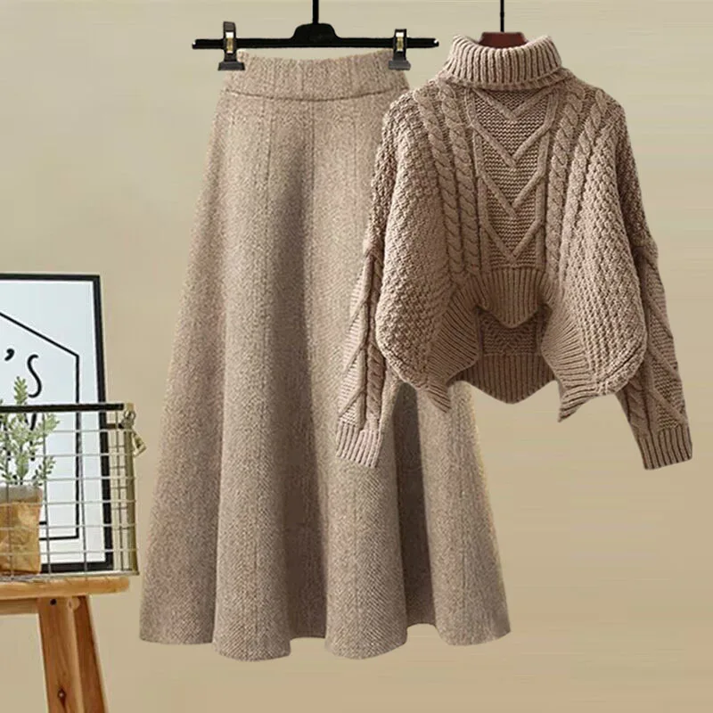 女性用ポロタートルネックニットセーターセット,スリミングスカ - Winter Clothing Sale のレビューと価格