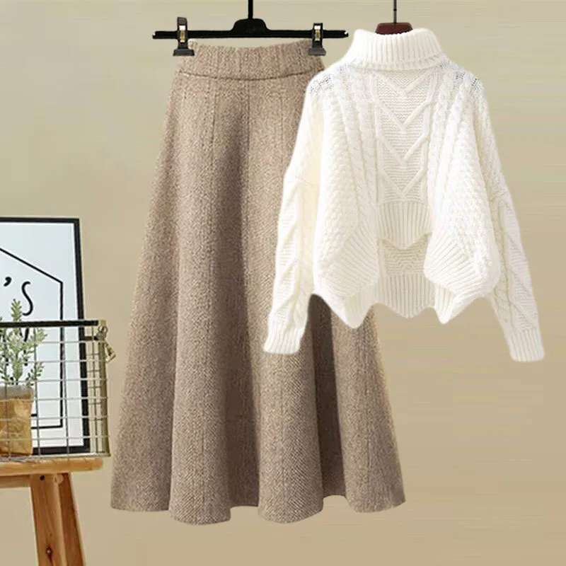 女性用ポロタートルネックニットセーターセット,スリミングスカ - Winter Clothing Sale のレビューと価格