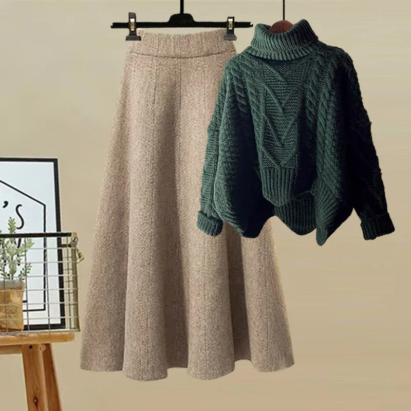 女性用ポロタートルネックニットセーターセット,スリミングスカ - Winter Clothing Sale のレビューと価格