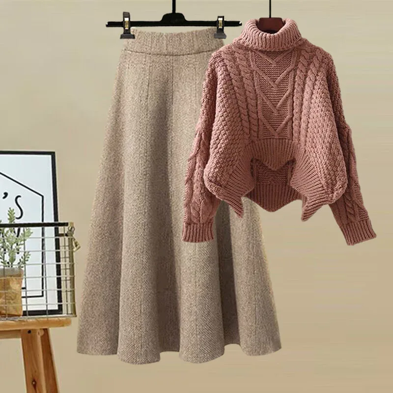 女性用ポロタートルネックニットセーターセット,スリミングスカ - Winter Clothing Sale のレビューと価格