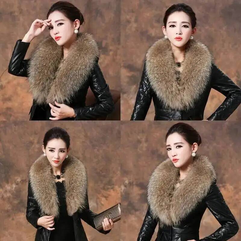 天然アライグマの毛皮の襟,女性用,本物の毛皮のスカーフ,豪華 - Winter Clothing Online のレビューと価格