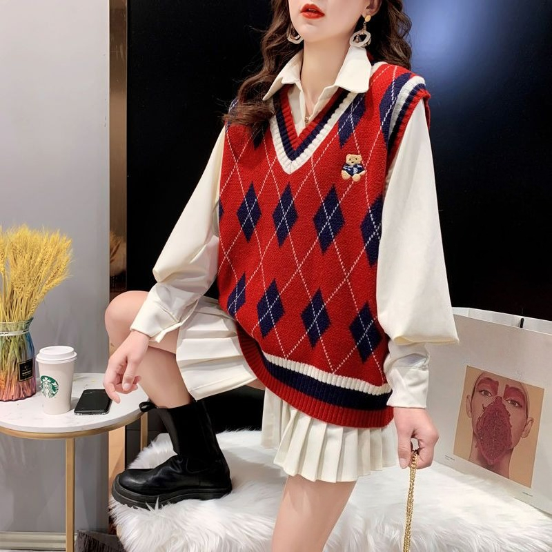 レッドニットベスト女性用ノースリーブチョッキ冬2025美的旅 - Winter Clothing Trends 2025 Women'S のレビューと価格