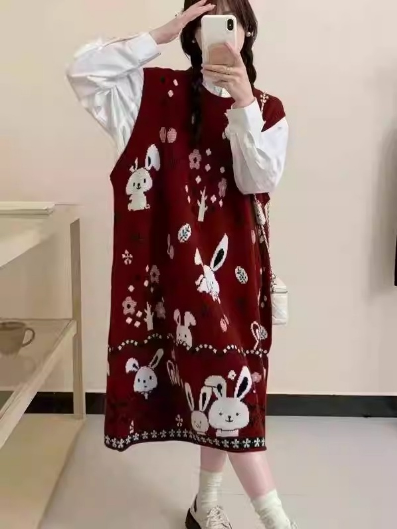怠惰な漫画セーターベストドレス 2025 秋と冬特大婦人服フ - Winter Clothing Trends 2025 Women'S のレビューと価格