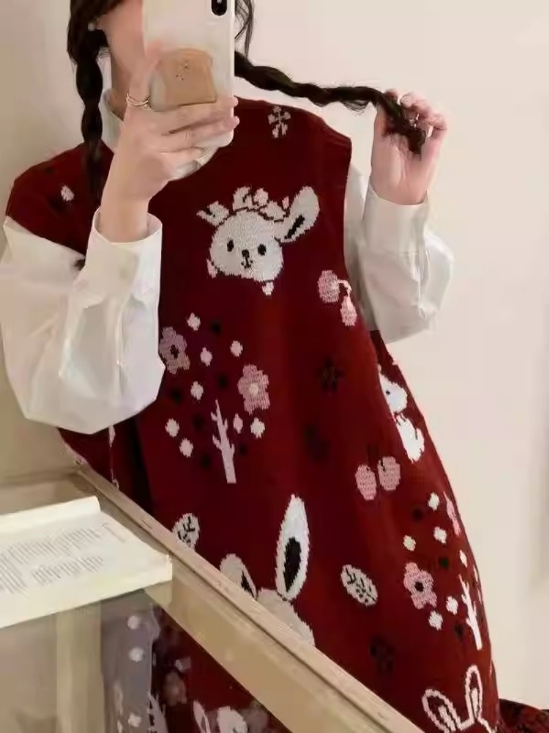 怠惰な漫画セーターベストドレス 2025 秋と冬特大婦人服フ - Winter Clothing Trends 2025 Women'S のレビューと価格