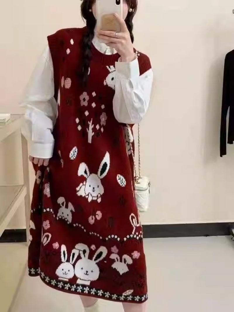 怠惰な漫画セーターベストドレス 2025 秋と冬特大婦人服フ - Winter Clothing Trends 2025 Women'S のレビューと価格