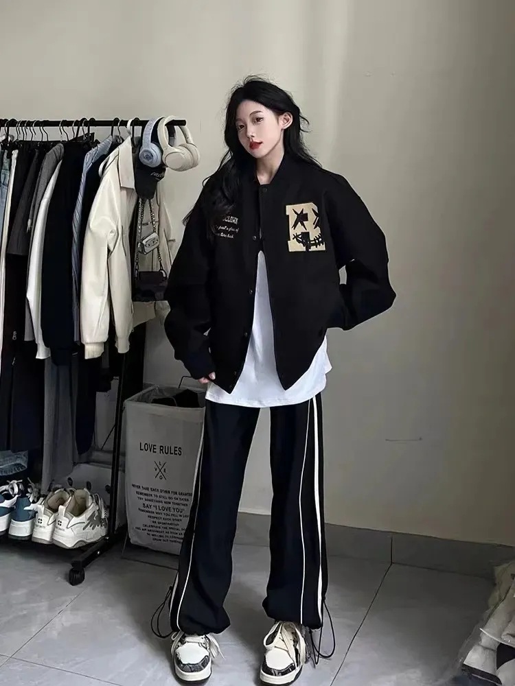 2025年秋 レディース ブラック レトロ レタープリント  - Winter Clothing Trends 2025 Women'S のレビューと価格