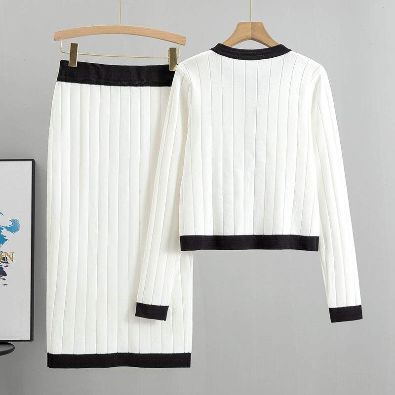 女性の秋と冬の新 O ネックカーディガンニットスカートセット - Winter Clothing Sale のレビューと価格