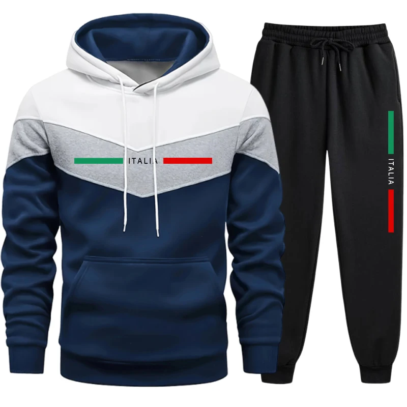 メンズフーディートラックスーツ 高品質カジュアルトリコロール - Warm Winter Clothing のレビューと価格