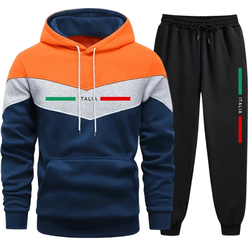 メンズフーディートラックスーツ 高品質カジュアルトリコロール - Warm Winter Clothing のレビューと価格