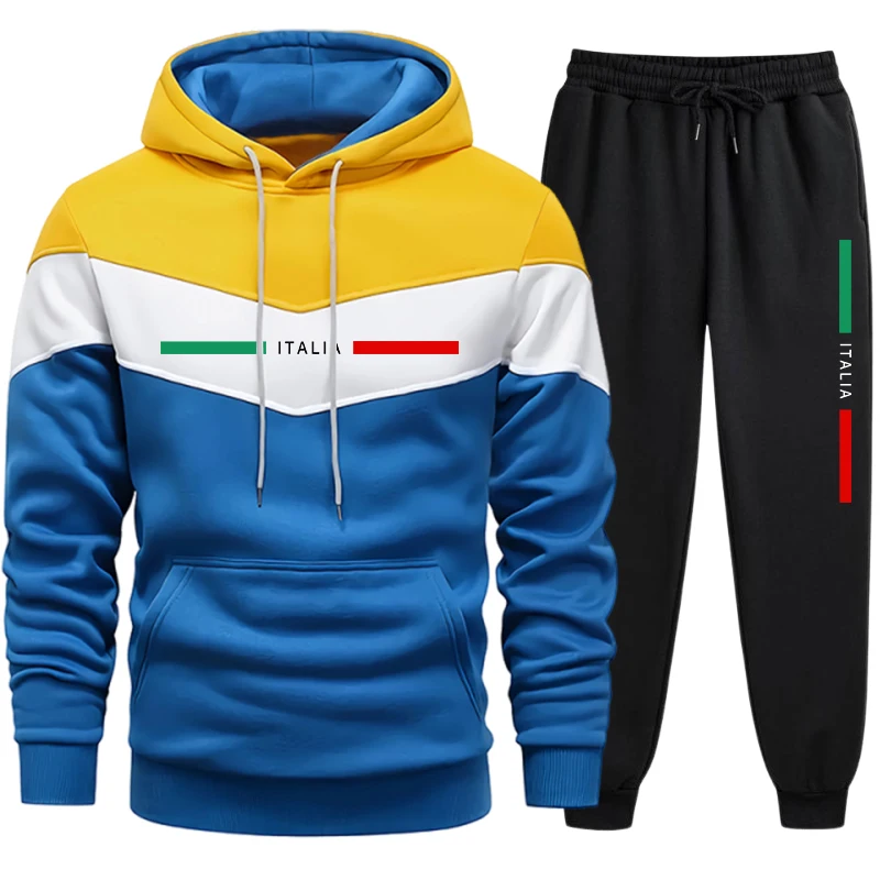 メンズフーディートラックスーツ 高品質カジュアルトリコロール - Warm Winter Clothing のレビューと価格