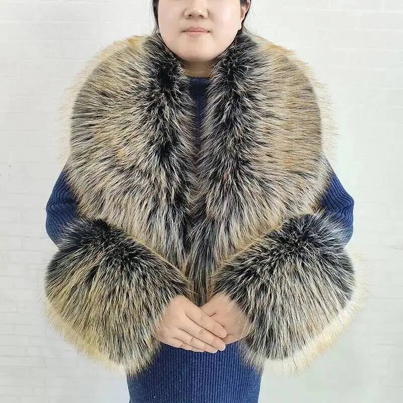大きな女性用フェイクフォックスファースカーフ、冬用ジャケット - Winter Clothing Online のレビューと価格