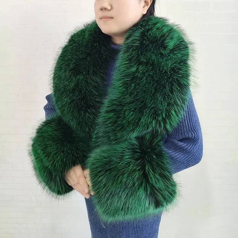 大きな女性用フェイクフォックスファースカーフ、冬用ジャケット - Winter Clothing Online のレビューと価格