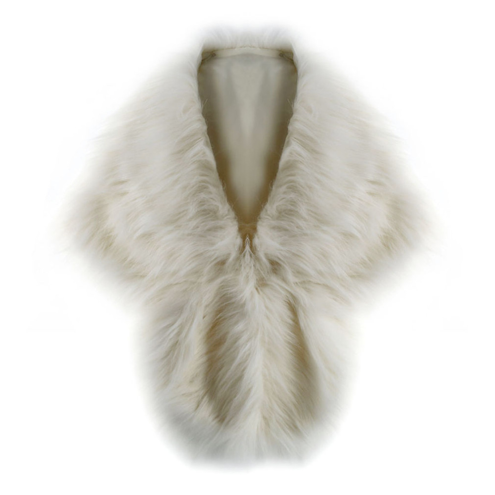 無地フェイクファー ロングプラッシュショール Vネック オー - Winter Clothing Online のレビューと価格