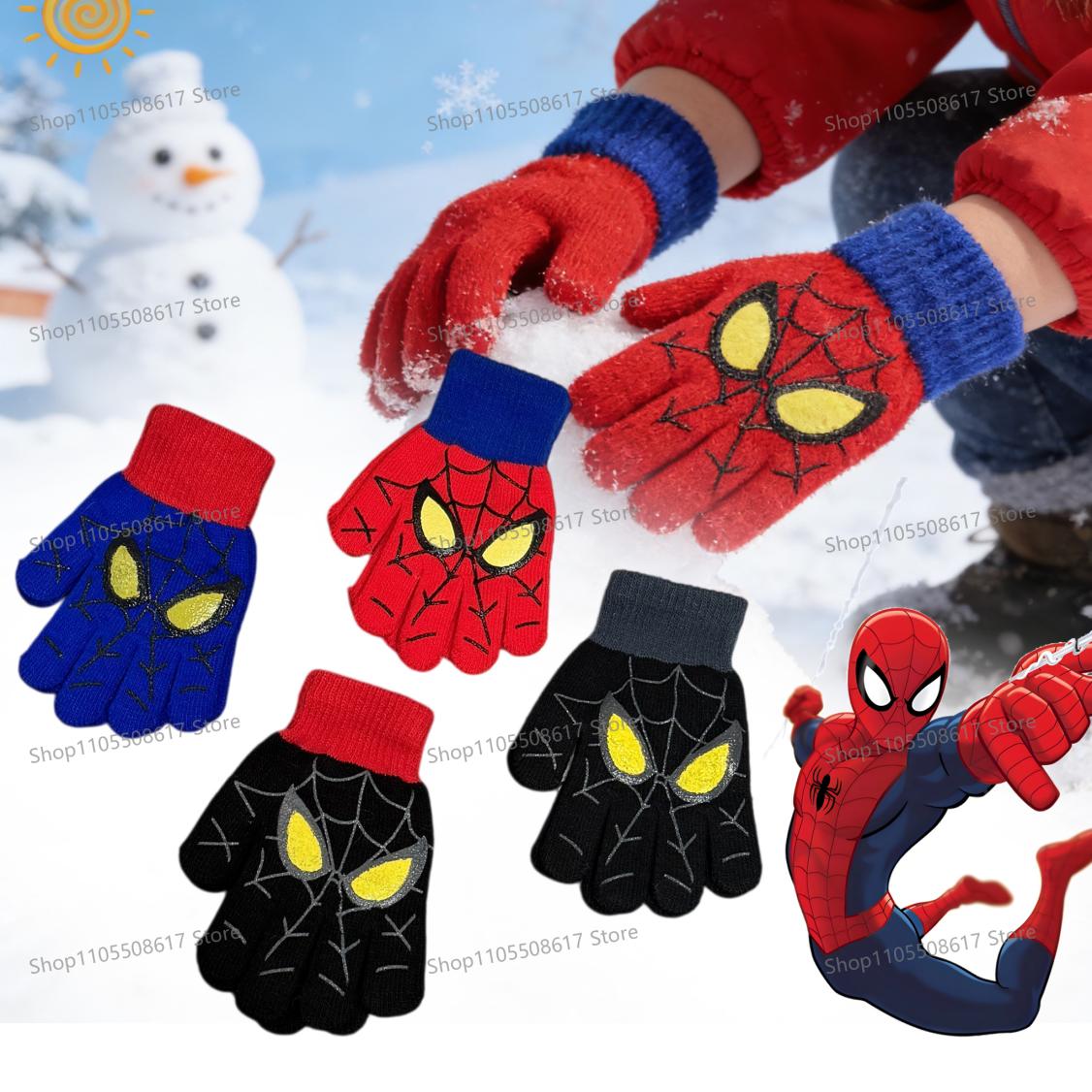 新しい冬用ソフトで暖かいスパイダーマン柄ニット手袋、漫画デザ - Warm Winter Clothing のレビューと価格