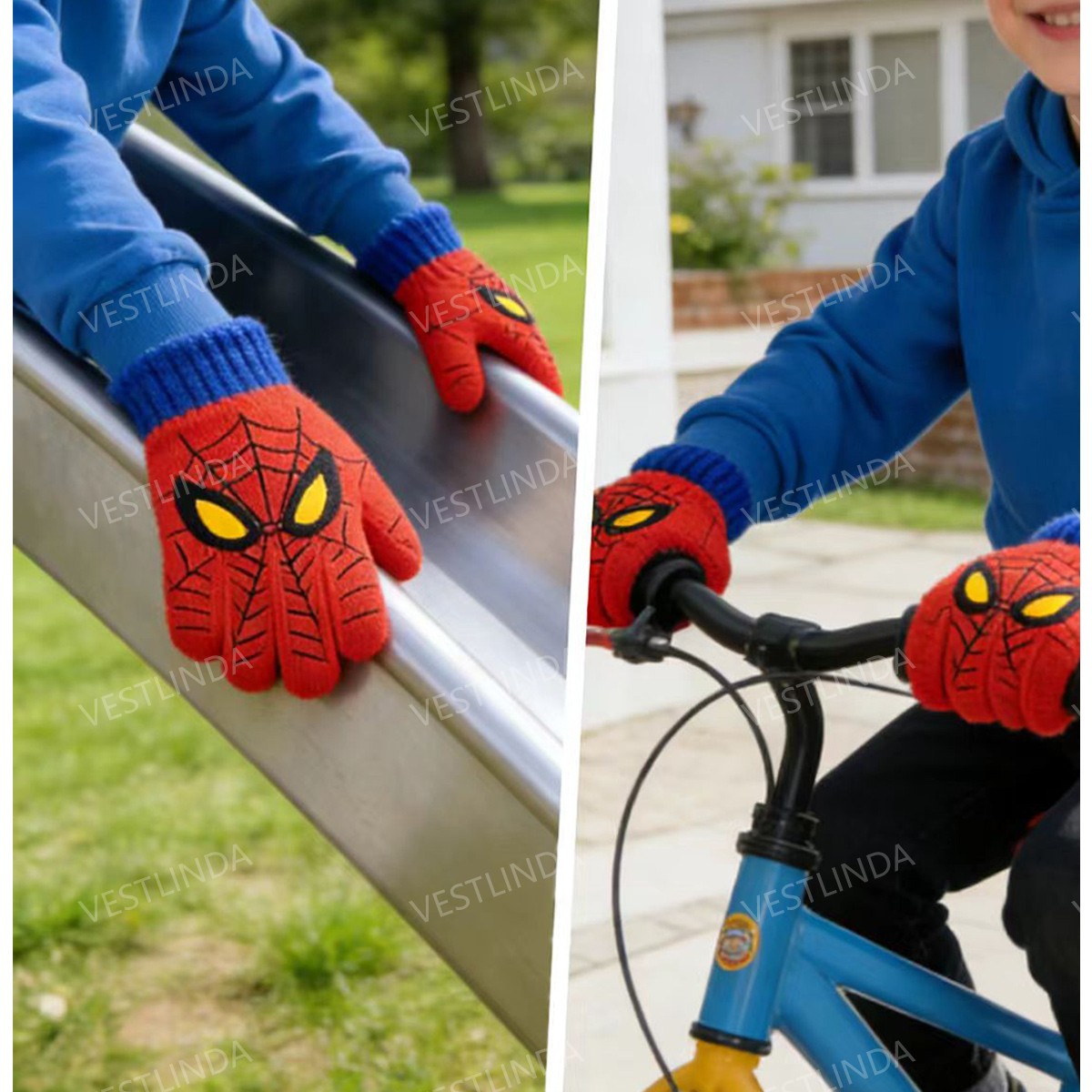 新しい冬用ソフトで暖かいスパイダーマン柄ニット手袋、漫画デザ - Warm Winter Clothing のレビューと価格