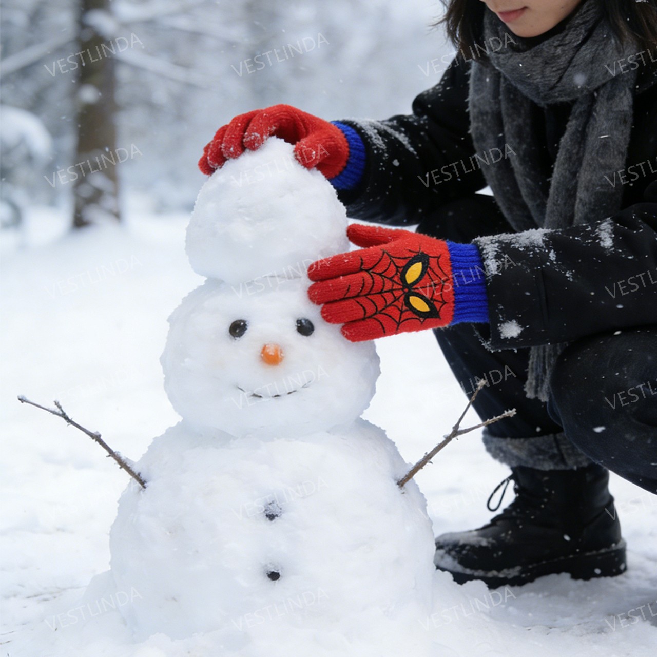 新しい冬用ソフトで暖かいスパイダーマン柄ニット手袋、漫画デザ - Warm Winter Clothing のレビューと価格