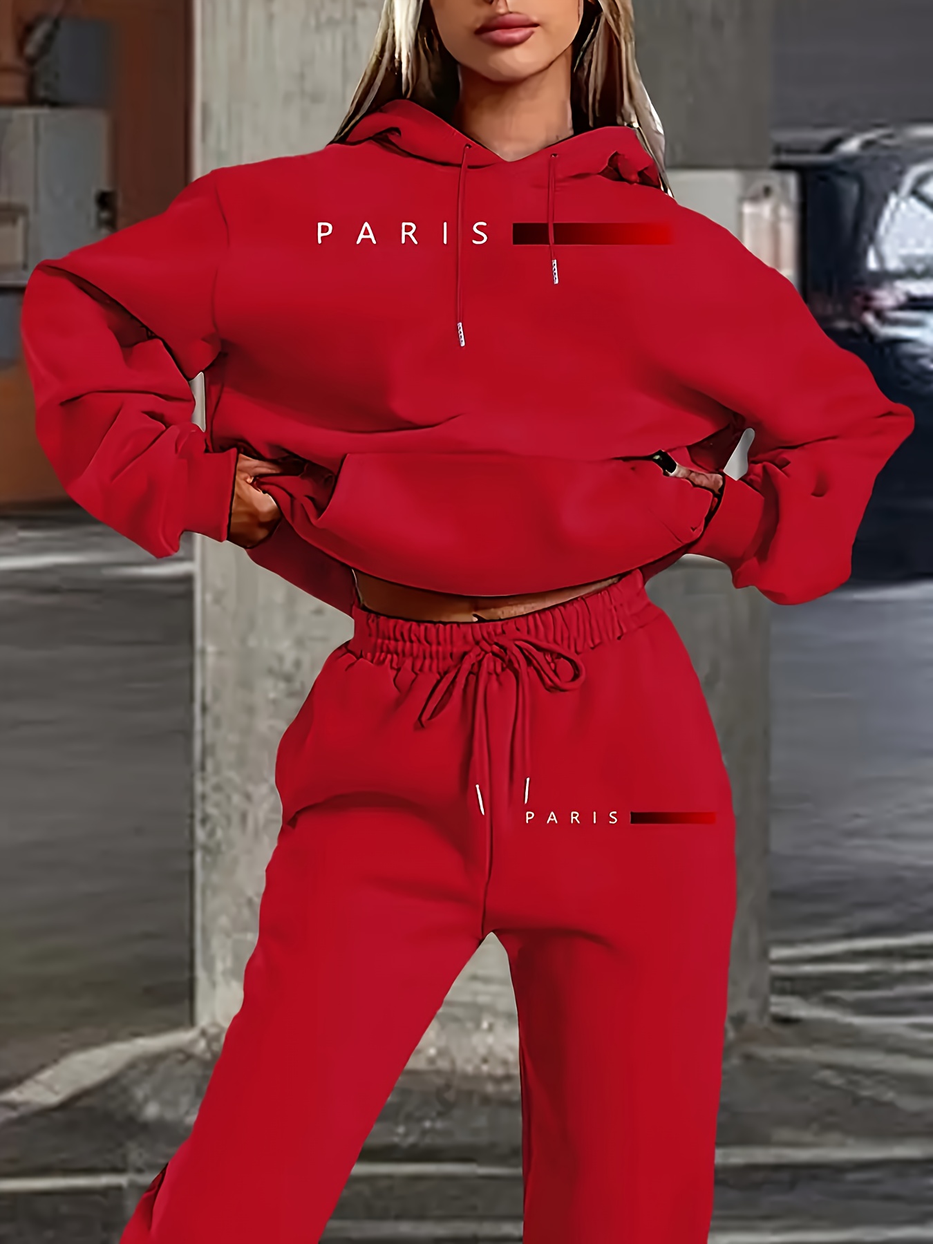 新作レディースセットアップ。パリの文字プリントが施された、高 - Winter Clothing のレビューと価格