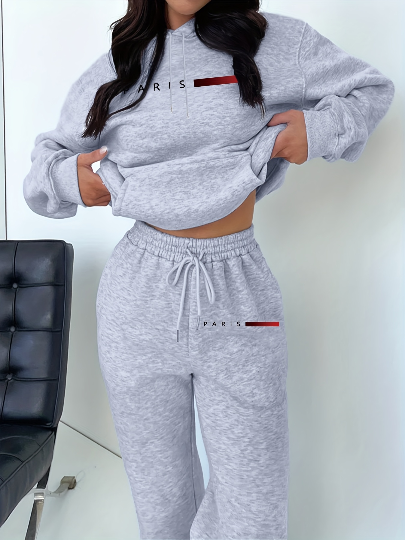 新作レディースセットアップ。パリの文字プリントが施された、高 - Winter Clothing のレビューと価格