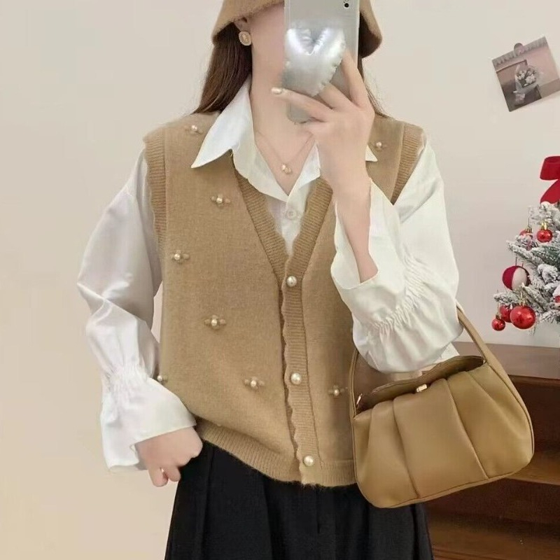 ピンクのニットベスト レディース カジュアル Y2Kファッシ - Winter Clothing Trends 2025 Women'S のレビューと価格