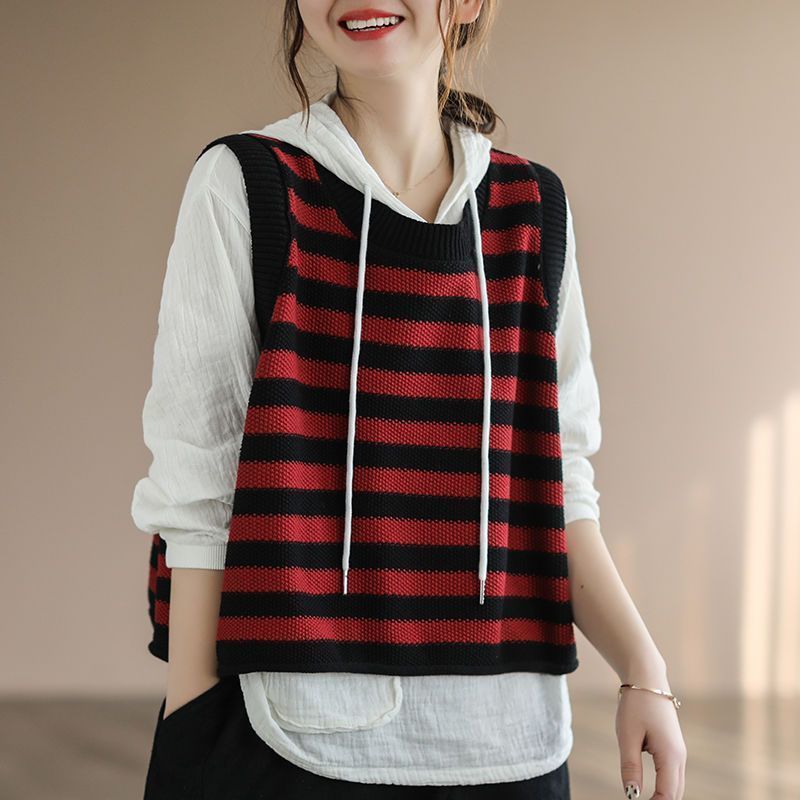 女性用ニットベスト ストライプ柄 軽量 暖かい服 トレンド2 - Winter Clothing Trends 2025 Women'S のレビューと価格