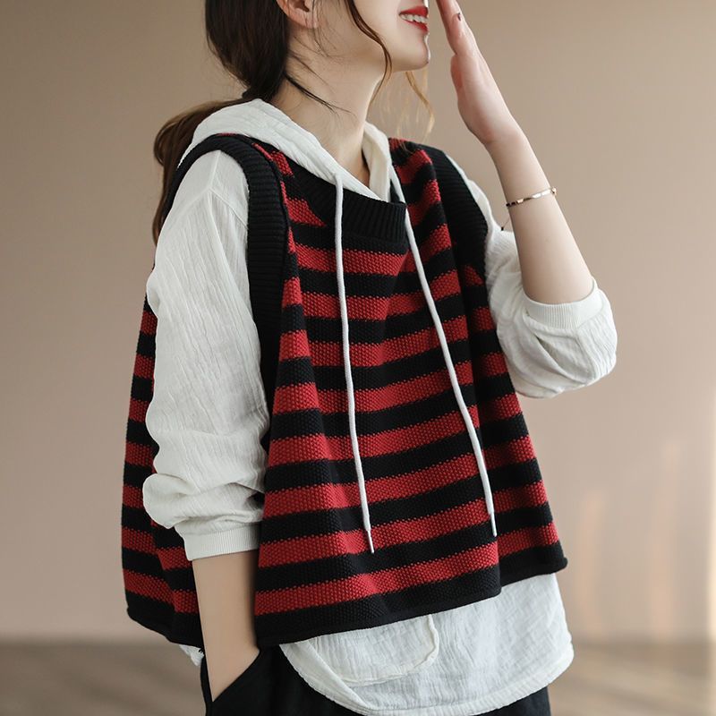 女性用ニットベスト ストライプ柄 軽量 暖かい服 トレンド2 - Winter Clothing Trends 2025 Women'S のレビューと価格