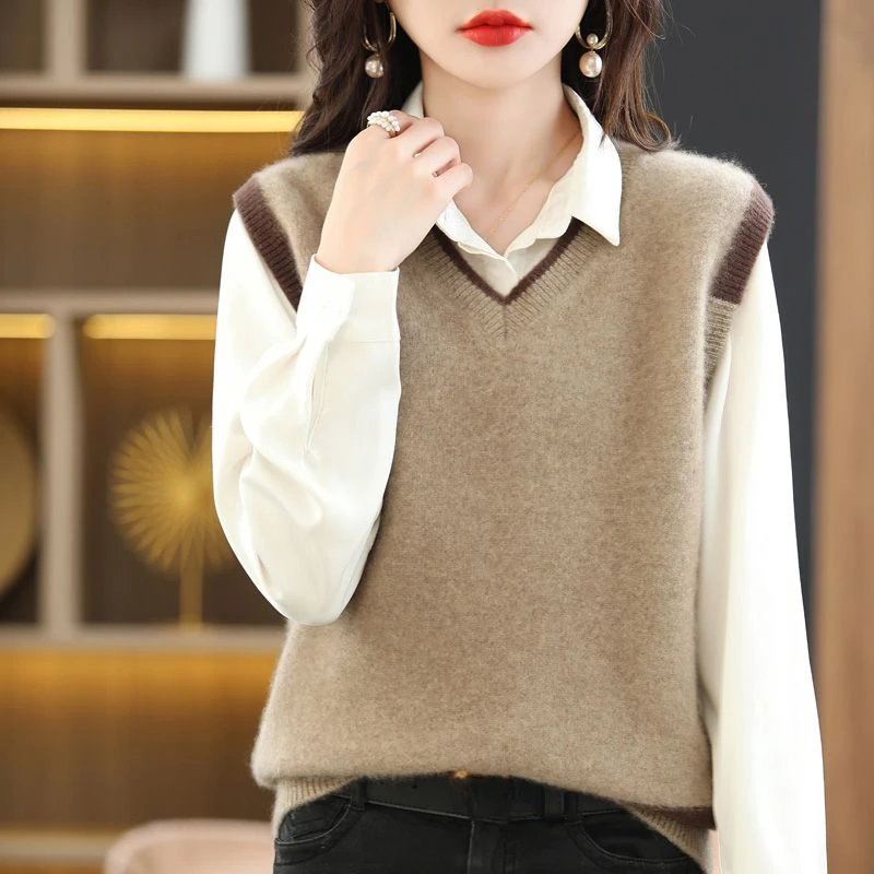女性のセーターヴィンテージソリッドノースリーブチョッキ秋冬新 - Winter Clothing Trends 2025 Women'S のレビューと価格