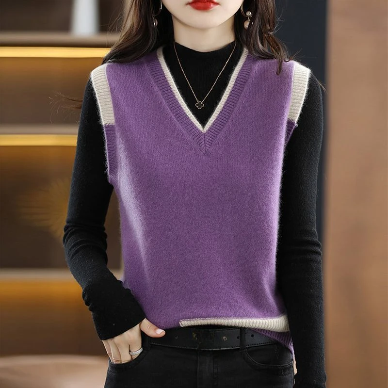 女性のセーターヴィンテージソリッドノースリーブチョッキ秋冬新 - Winter Clothing Trends 2025 Women'S のレビューと価格
