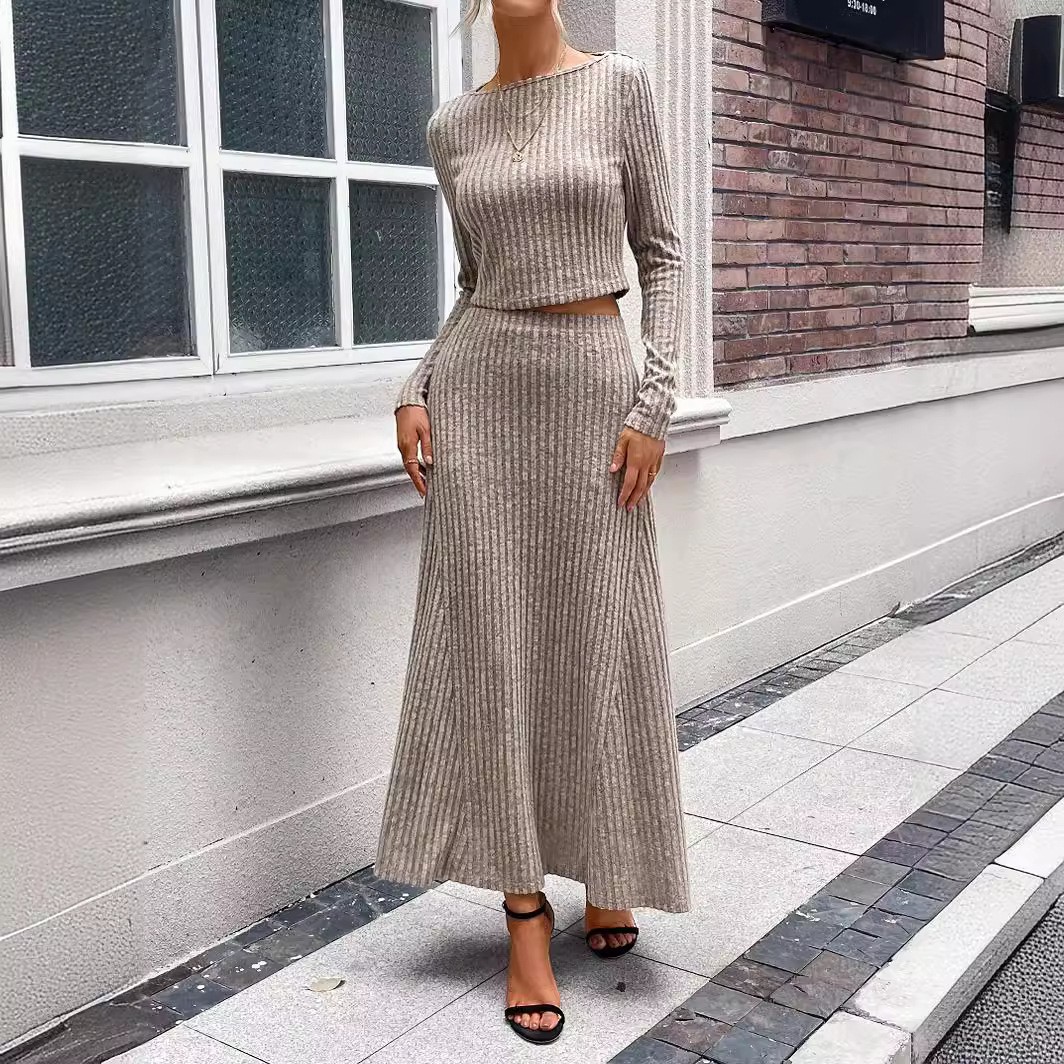 冬のレディース服2点セット スリム長袖ニットトラックスーツ  - Winter Clothing のレビューと価格