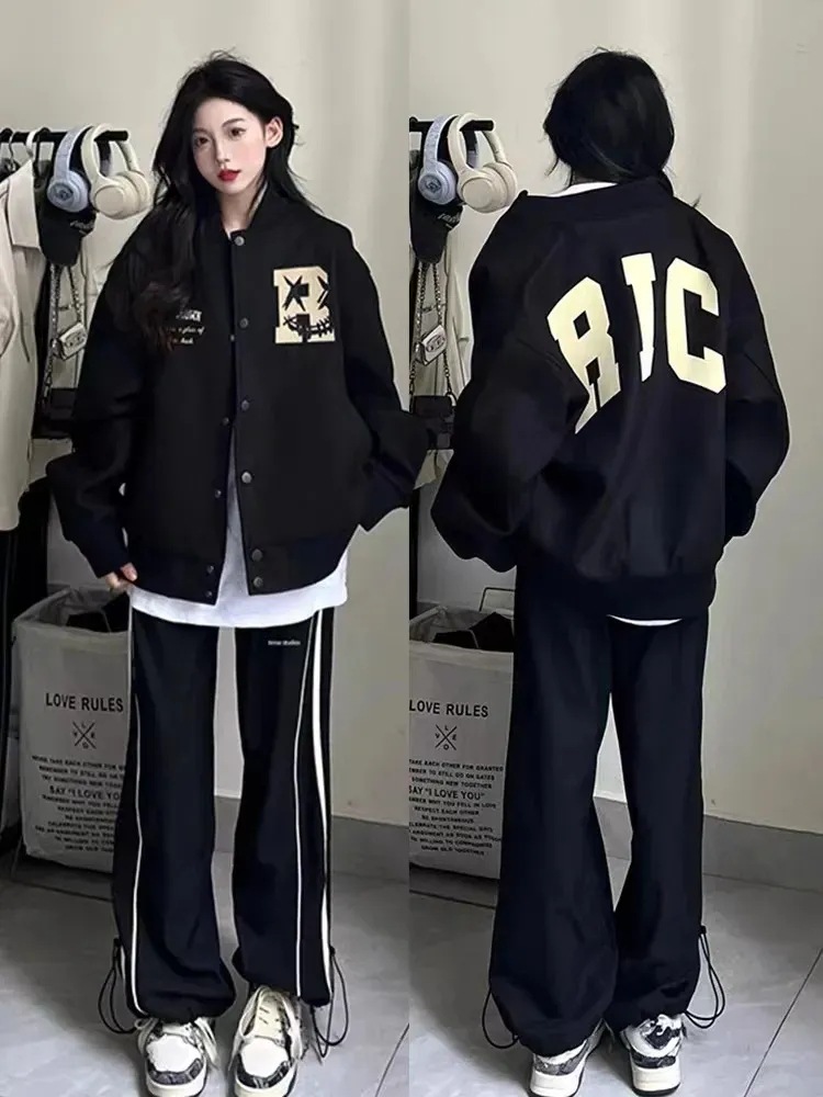 2025年秋 レディース ブラック レトロ レタープリント  - Winter Clothing Trends 2025 Women'S のレビューと価格
