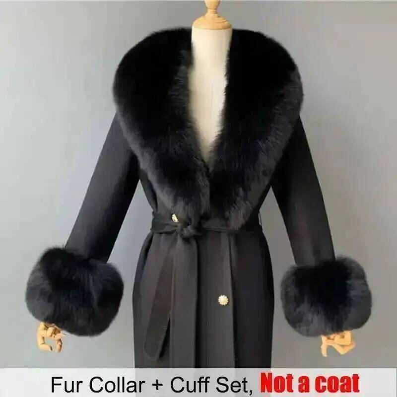 女性用の本物の毛皮の襟と袖口のセット,ふわふわの大きなショー - Winter Clothing Online のレビューと価格