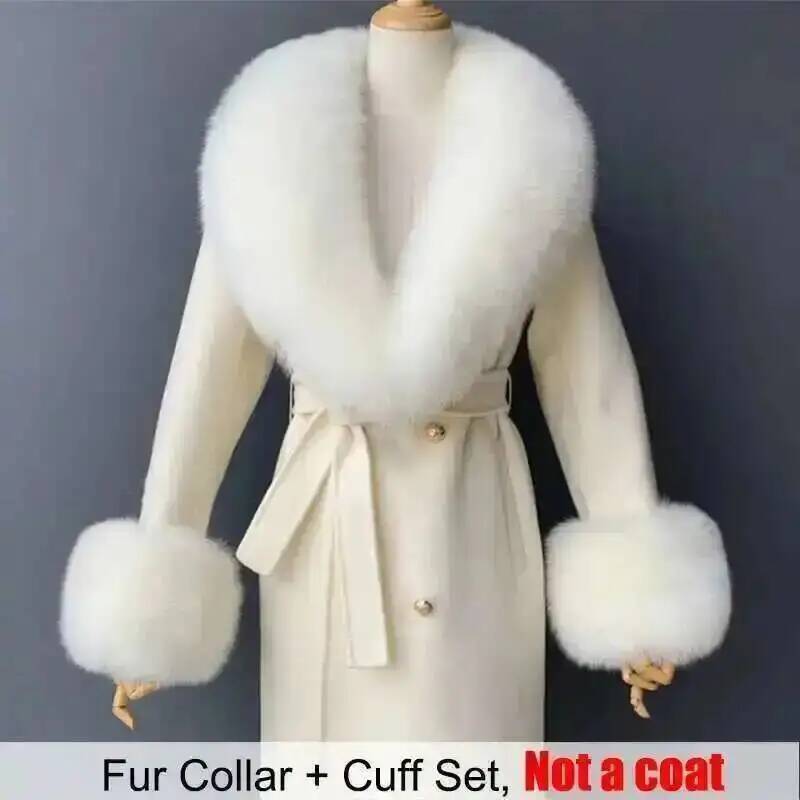女性用の本物の毛皮の襟と袖口のセット,ふわふわの大きなショー - Winter Clothing Online のレビューと価格