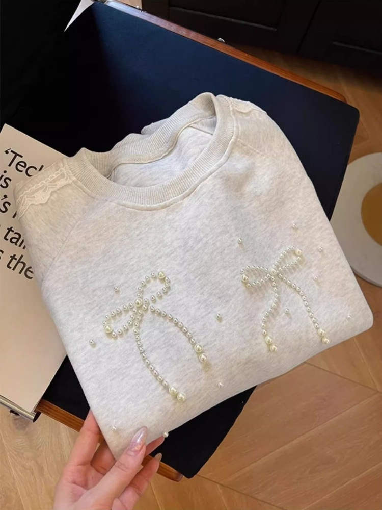 ラウンドネックパールレディーススウェットシャツ 2025 ト - Winter Clothing Trends 2025 Women'S のレビューと価格