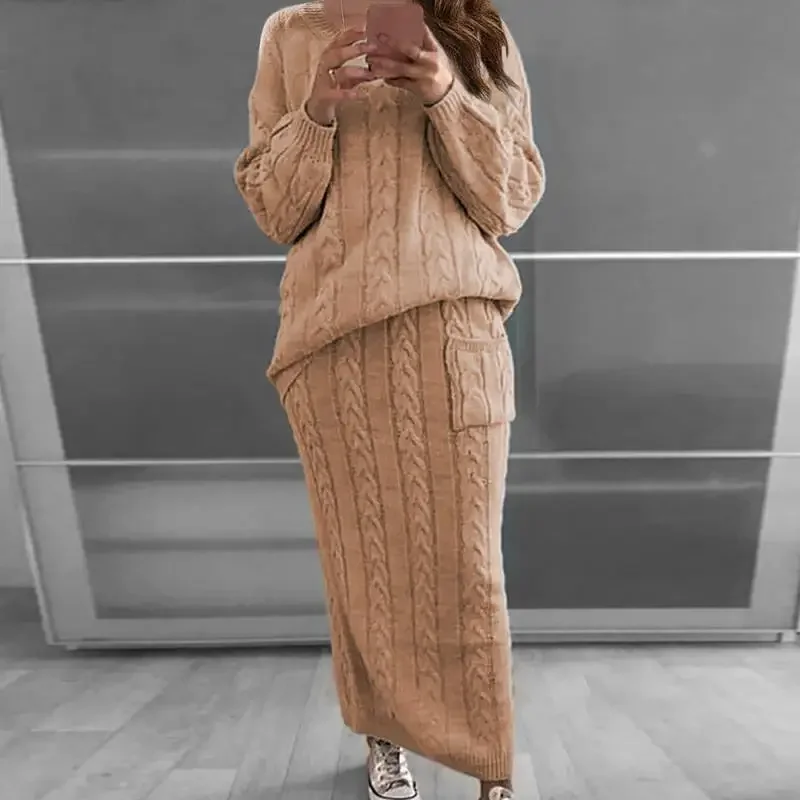 セーター女性セット秋と冬のツーピースセット女性 O ネックニ - Winter Clothing Sale のレビューと価格