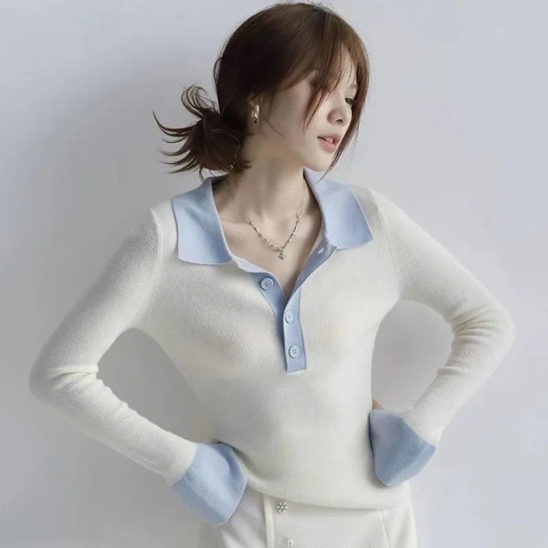 女性用襟付きポロシャツ,韓国服,安いトップス,トレンディなラ - Winter Clothing Trends 2025 Women'S のレビューと価格